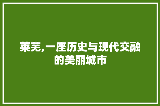 莱芜,一座历史与现代交融的美丽城市