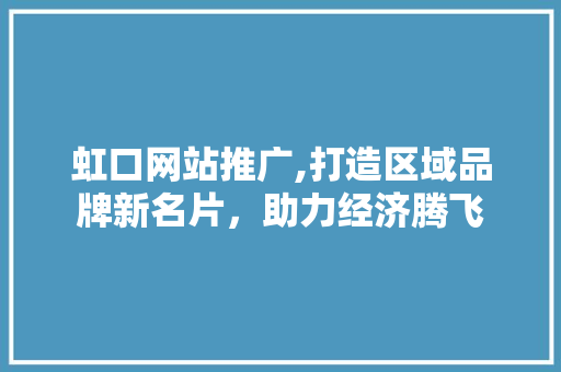 虹口网站推广,打造区域品牌新名片，助力经济腾飞
