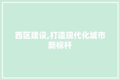 西区建设,打造现代化城市新标杆
