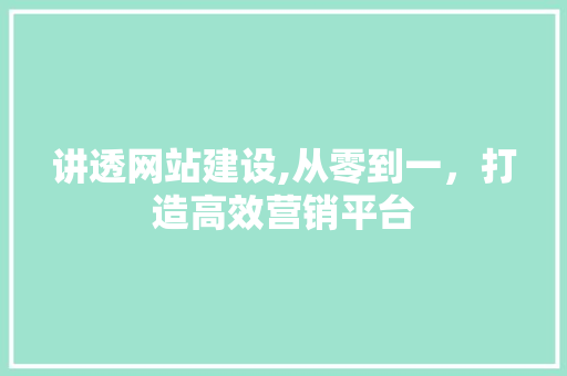 讲透网站建设,从零到一，打造高效营销平台
