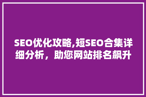SEO优化攻略,短SEO合集详细分析，助您网站排名飙升！