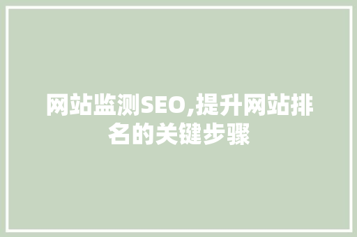 网站监测SEO,提升网站排名的关键步骤