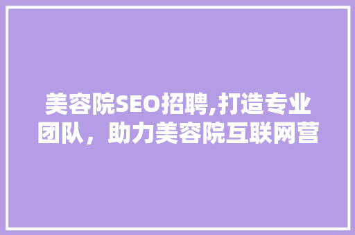 美容院SEO招聘,打造专业团队，助力美容院互联网营销新篇章