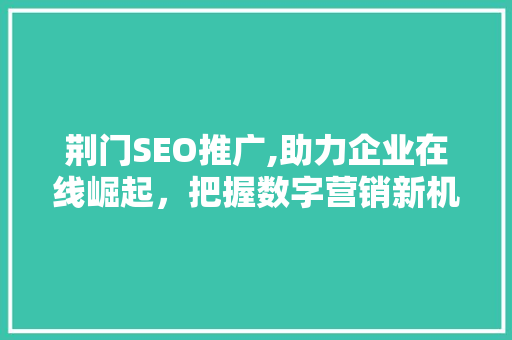 荆门SEO推广,助力企业在线崛起，把握数字营销新机遇