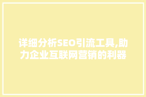 详细分析SEO引流工具,助力企业互联网营销的利器