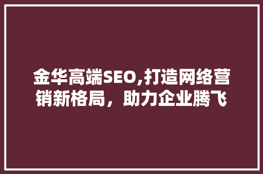 金华高端SEO,打造网络营销新格局，助力企业腾飞