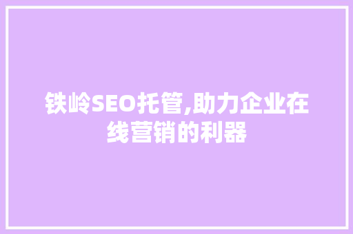 铁岭SEO托管,助力企业在线营销的利器