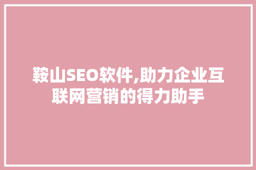 鞍山SEO软件,助力企业互联网营销的得力助手