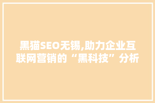 黑猫SEO无锡,助力企业互联网营销的“黑科技”分析
