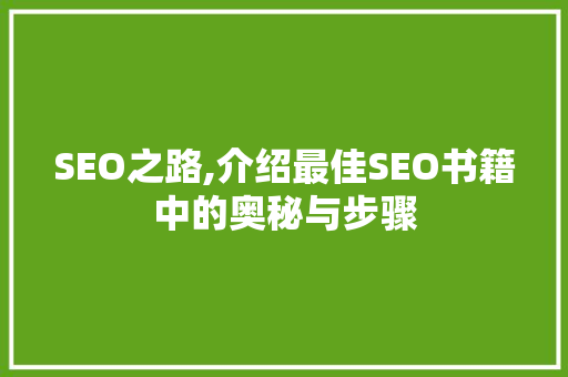 SEO之路,介绍最佳SEO书籍中的奥秘与步骤