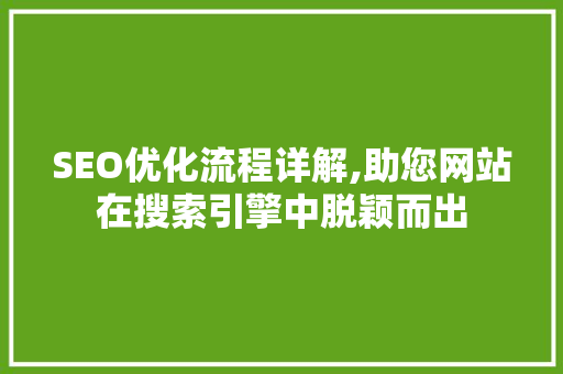 SEO优化流程详解,助您网站在搜索引擎中脱颖而出