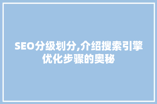 SEO分级划分,介绍搜索引擎优化步骤的奥秘