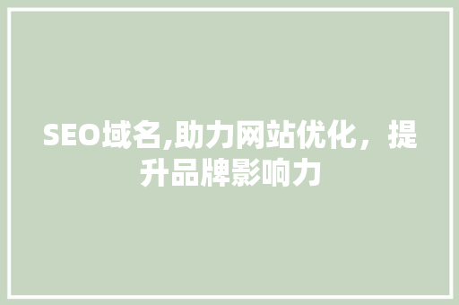 SEO域名,助力网站优化，提升品牌影响力