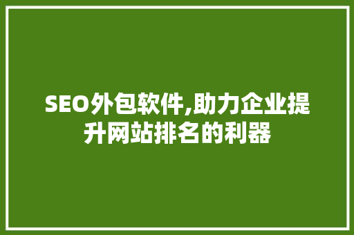 SEO外包软件,助力企业提升网站排名的利器