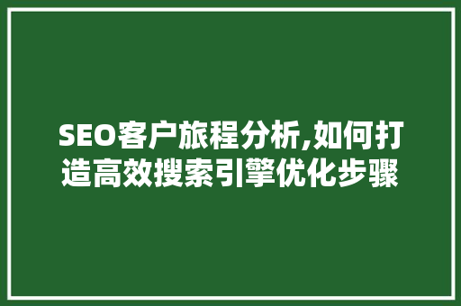 SEO客户旅程分析,如何打造高效搜索引擎优化步骤