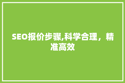 SEO报价步骤,科学合理，精准高效