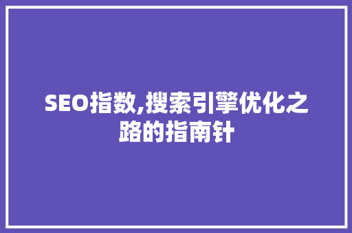 SEO指数,搜索引擎优化之路的指南针
