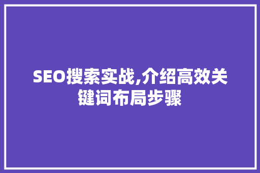 SEO搜索实战,介绍高效关键词布局步骤