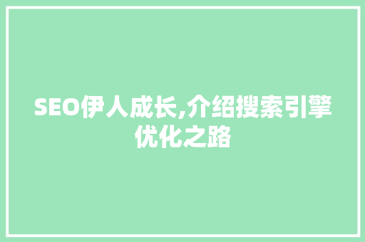 SEO伊人成长,介绍搜索引擎优化之路