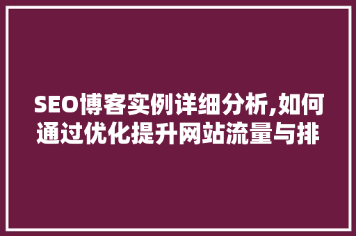 SEO博客实例详细分析,如何通过优化提升网站流量与排名