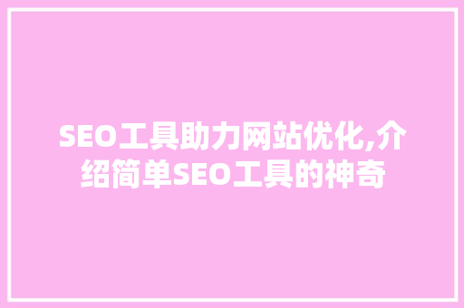 SEO工具助力网站优化,介绍简单SEO工具的神奇