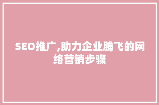SEO推广,助力企业腾飞的网络营销步骤