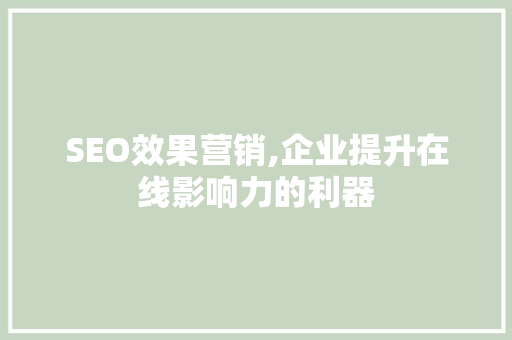 SEO效果营销,企业提升在线影响力的利器