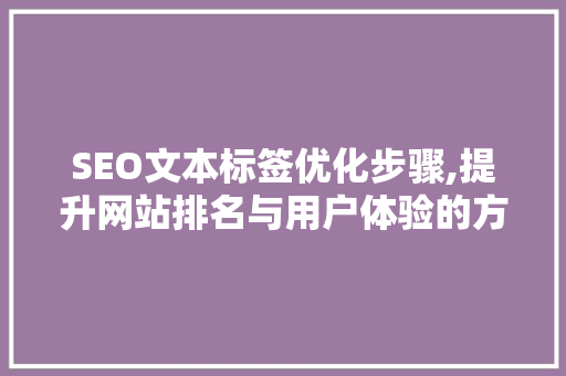 SEO文本标签优化步骤,提升网站排名与用户体验的方法