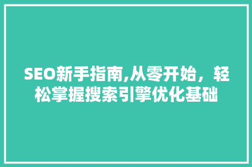 SEO新手指南,从零开始，轻松掌握搜索引擎优化基础