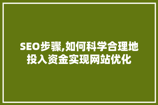 SEO步骤,如何科学合理地投入资金实现网站优化