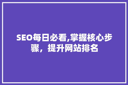 SEO每日必看,掌握核心步骤，提升网站排名
