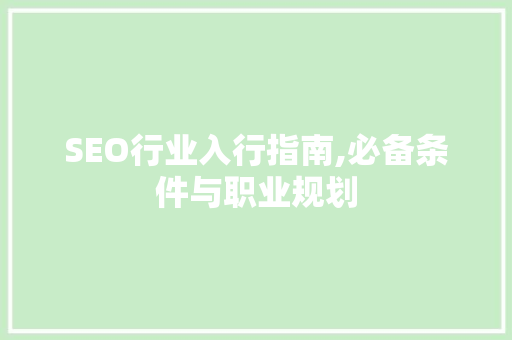 SEO行业入行指南,必备条件与职业规划