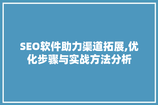 SEO软件助力渠道拓展,优化步骤与实战方法分析