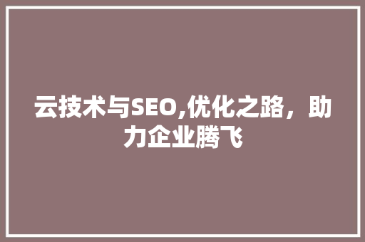 云技术与SEO,优化之路，助力企业腾飞