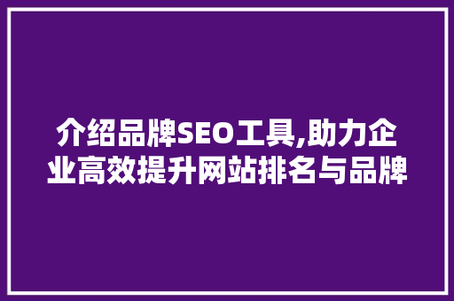 介绍品牌SEO工具,助力企业高效提升网站排名与品牌影响力
