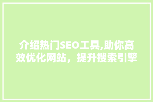 介绍热门SEO工具,助你高效优化网站，提升搜索引擎排名