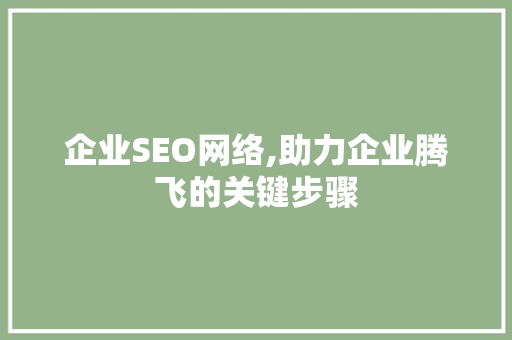 企业SEO网络,助力企业腾飞的关键步骤