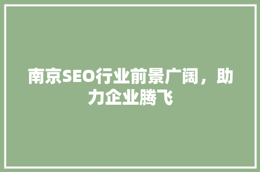 南京SEO行业前景广阔，助力企业腾飞  第1张