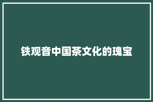 铁观音中国茶文化的瑰宝