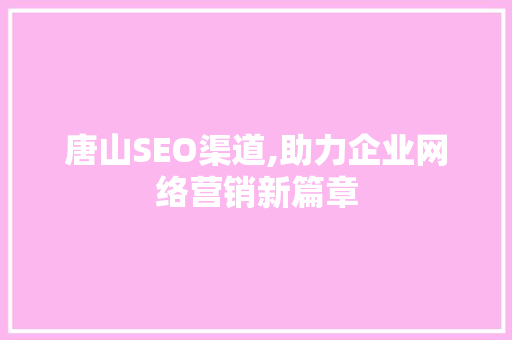 唐山SEO渠道,助力企业网络营销新篇章
