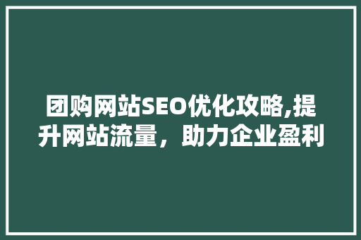 团购网站SEO优化攻略,提升网站流量，助力企业盈利