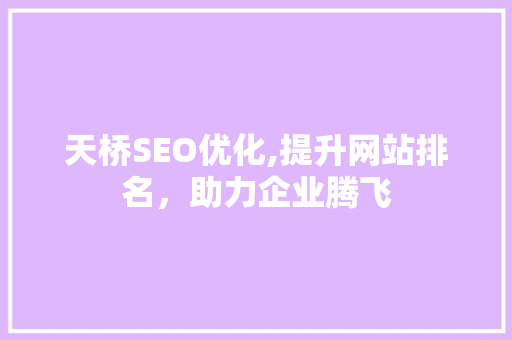 天桥SEO优化,提升网站排名，助力企业腾飞