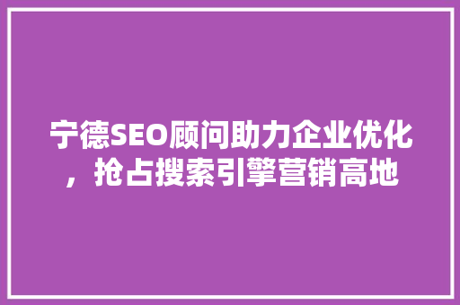 宁德SEO顾问助力企业优化，抢占搜索引擎营销高地