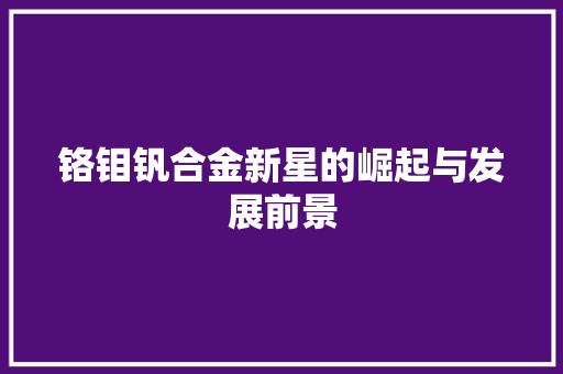 铬钼钒合金新星的崛起与发展前景