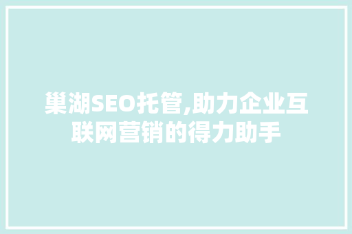 巢湖SEO托管,助力企业互联网营销的得力助手