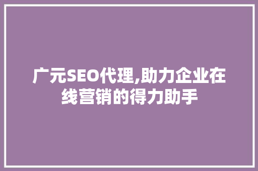 广元SEO代理,助力企业在线营销的得力助手