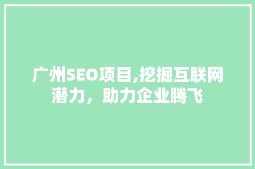广州SEO项目,挖掘互联网潜力，助力企业腾飞