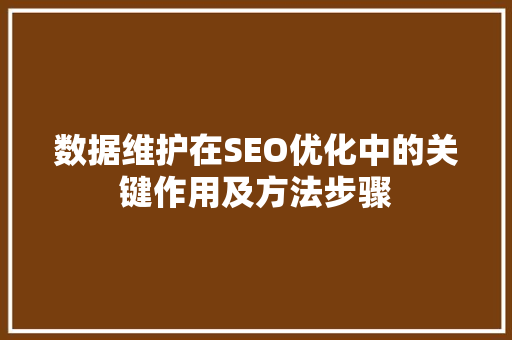 数据维护在SEO优化中的关键作用及方法步骤