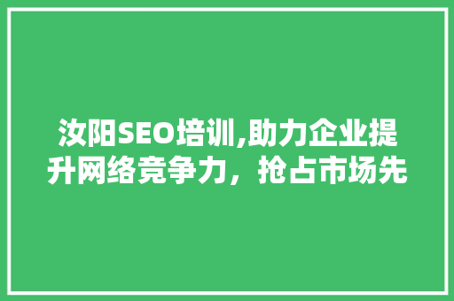 汝阳SEO培训,助力企业提升网络竞争力，抢占市场先机
