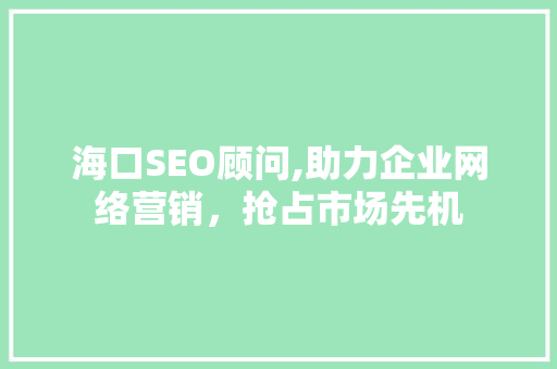 海口SEO顾问,助力企业网络营销，抢占市场先机